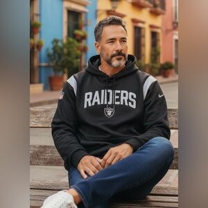 Men's Nike Black Las Vegas Raiders Sideline Therma-Fit Hoodie Size XL VGUC